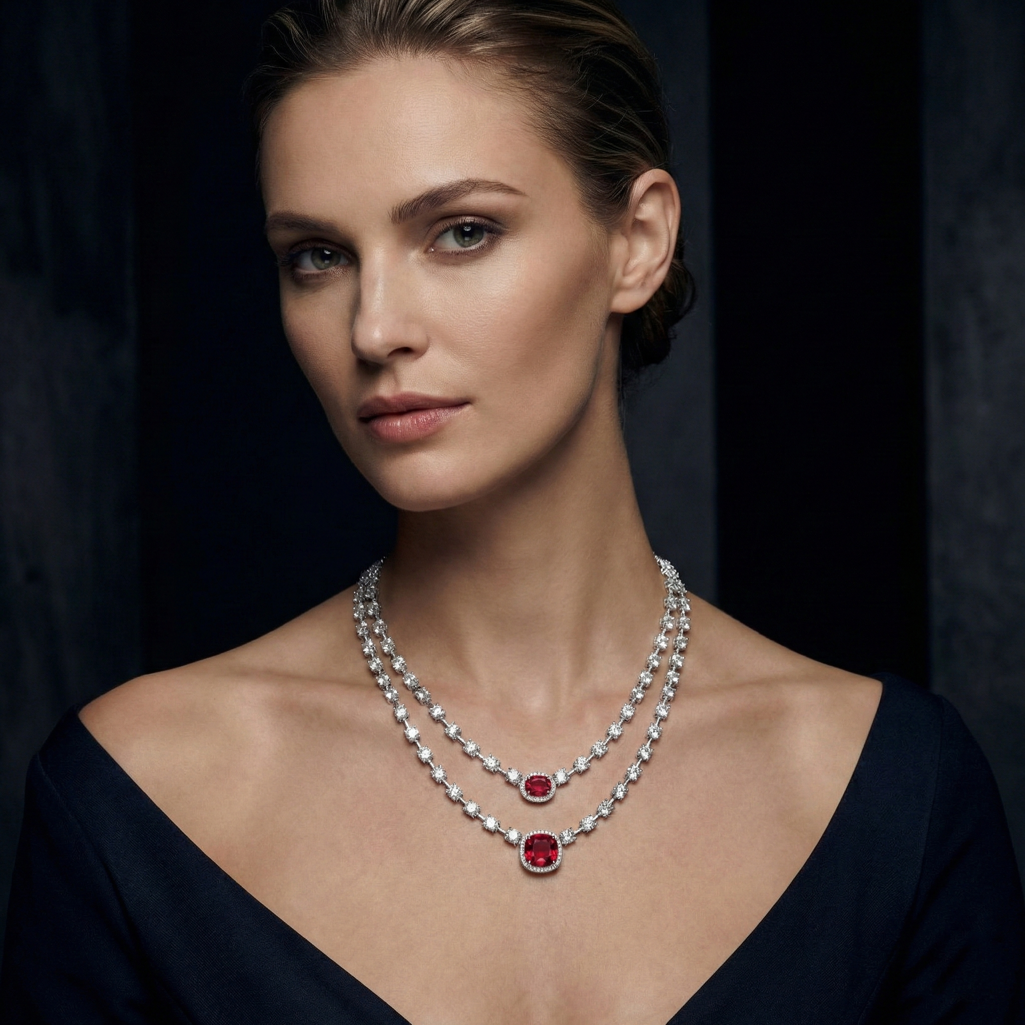The Ruby Duet Necklace